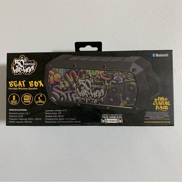 The 50th Anniversary of Hip-Hop Bluetooth Beat Box Portable Wireless Speaker-NIB - Picture 8 of 8